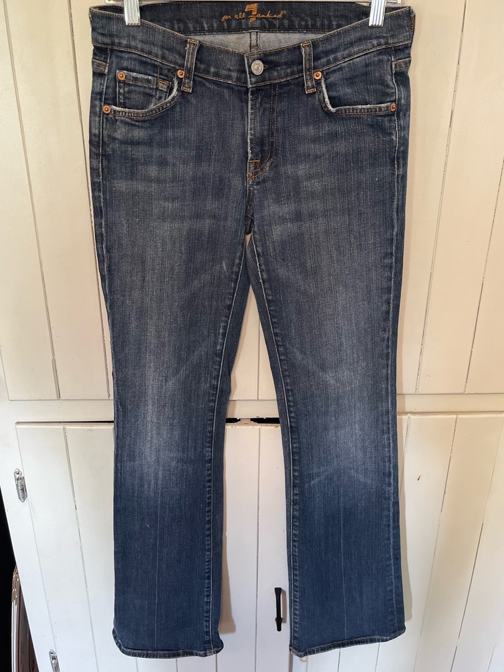 7 For All Mankind Women's Original BootCut Jeans - Dark Blue Wash Sz 28